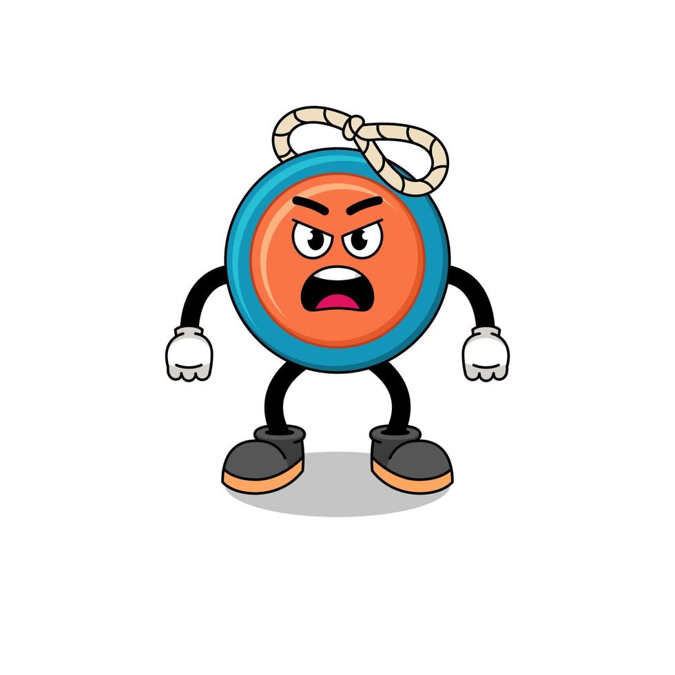 yoyo cartone animato illustrazione con arrabbiato espressione vettore