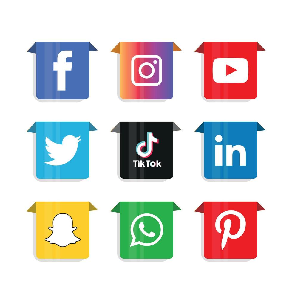le icone dei social media impostano l'illustratore di vettore del logo