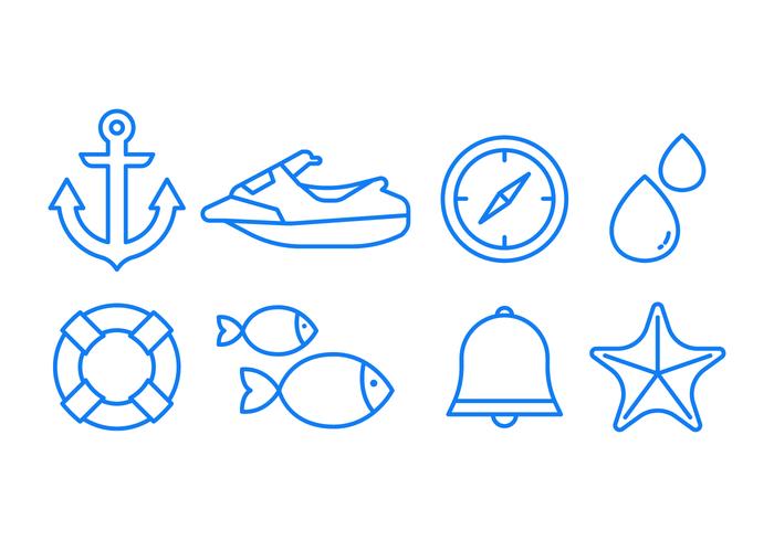 Set di icone del mare vettore