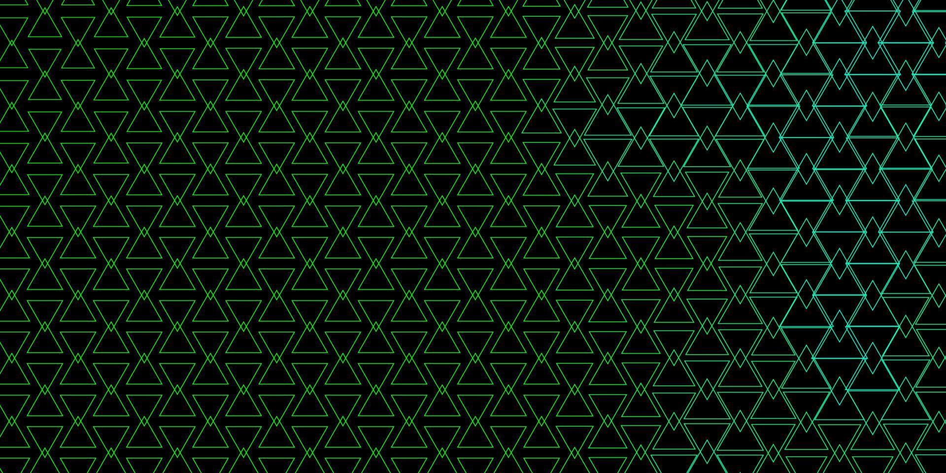 sfondo vettoriale verde scuro con linee, triangoli.