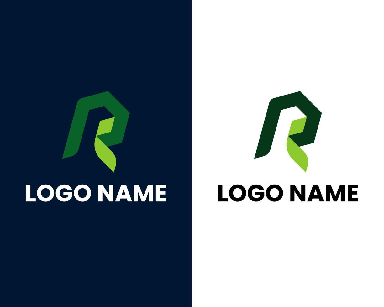 lettera r con foglia moderno natura logo design modello vettore