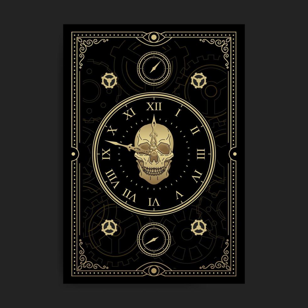 orologio o orologio con un' cranio. illustrazione di Morte vettore