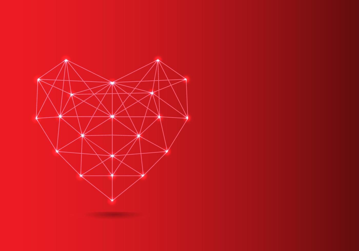 sfondo digitale cuore, nervo connessioni per trasmettere informazione fatto a partire dal saldatura puntini per modulo un' forma e trasmettere il amore quello compone il cuore. vettore