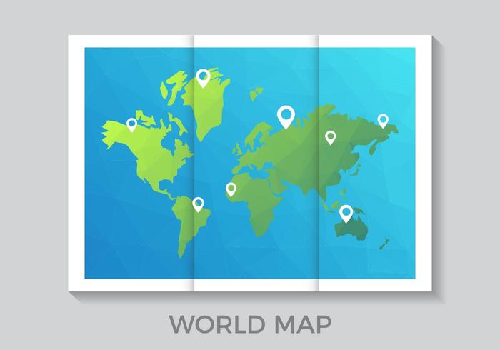 Mappa del mondo piegato nel vettore di stile basso poli