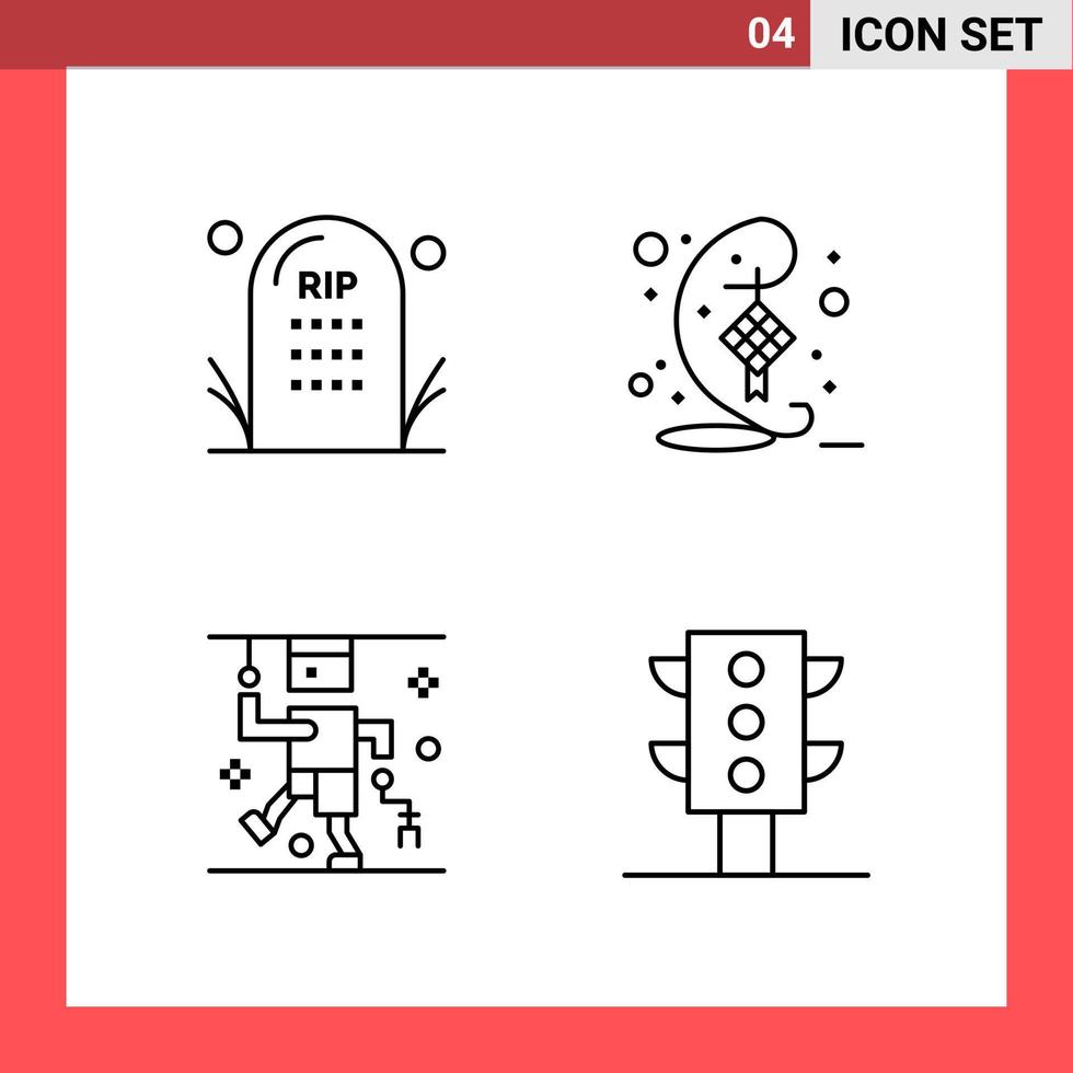 4 icona imballare linea stile schema simboli su bianca sfondo semplice segni per generale progettazione vettore