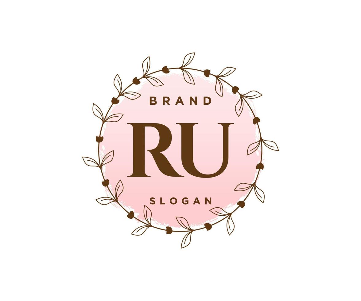 iniziale ru femminile logo. utilizzabile per natura, salone, terme, cosmetico e bellezza loghi. piatto vettore logo design modello elemento.