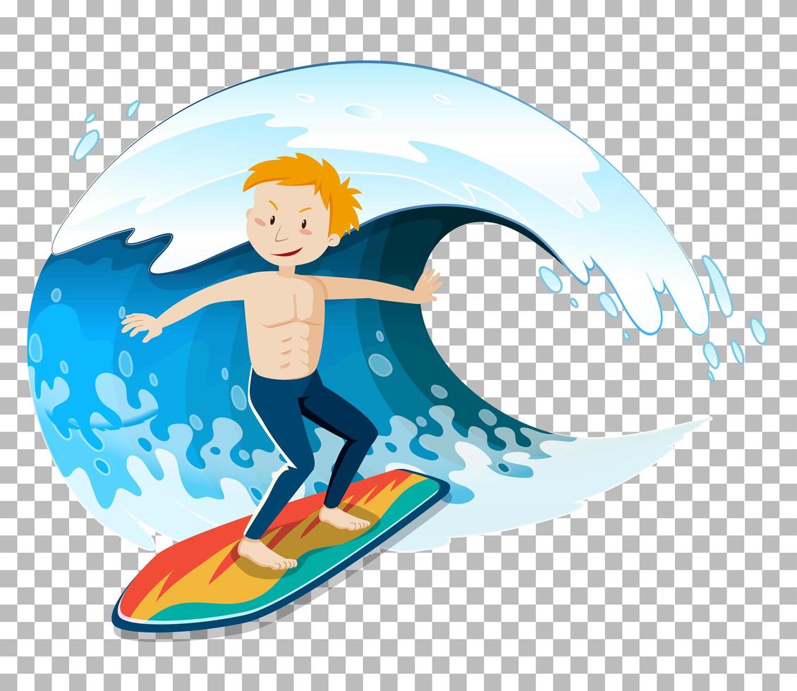 un surfista e un'onda isolata vettore