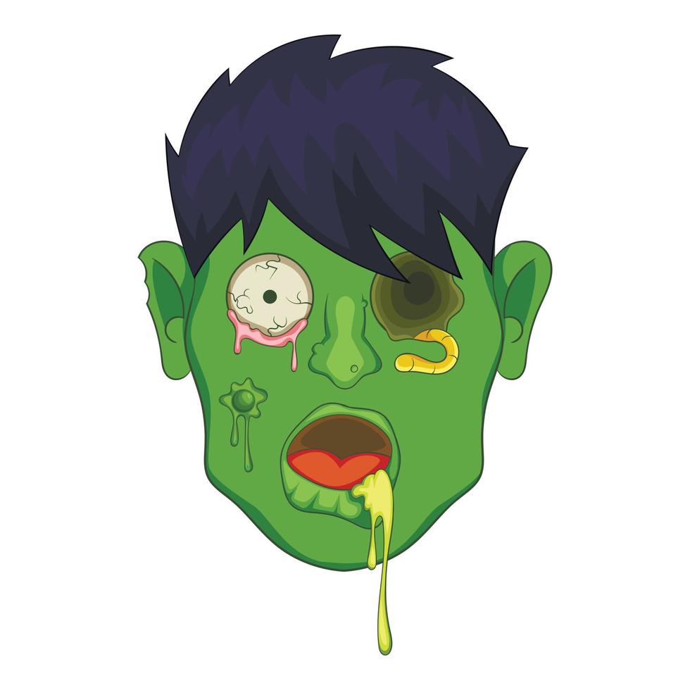 zombie testa icona, cartone animato stile vettore