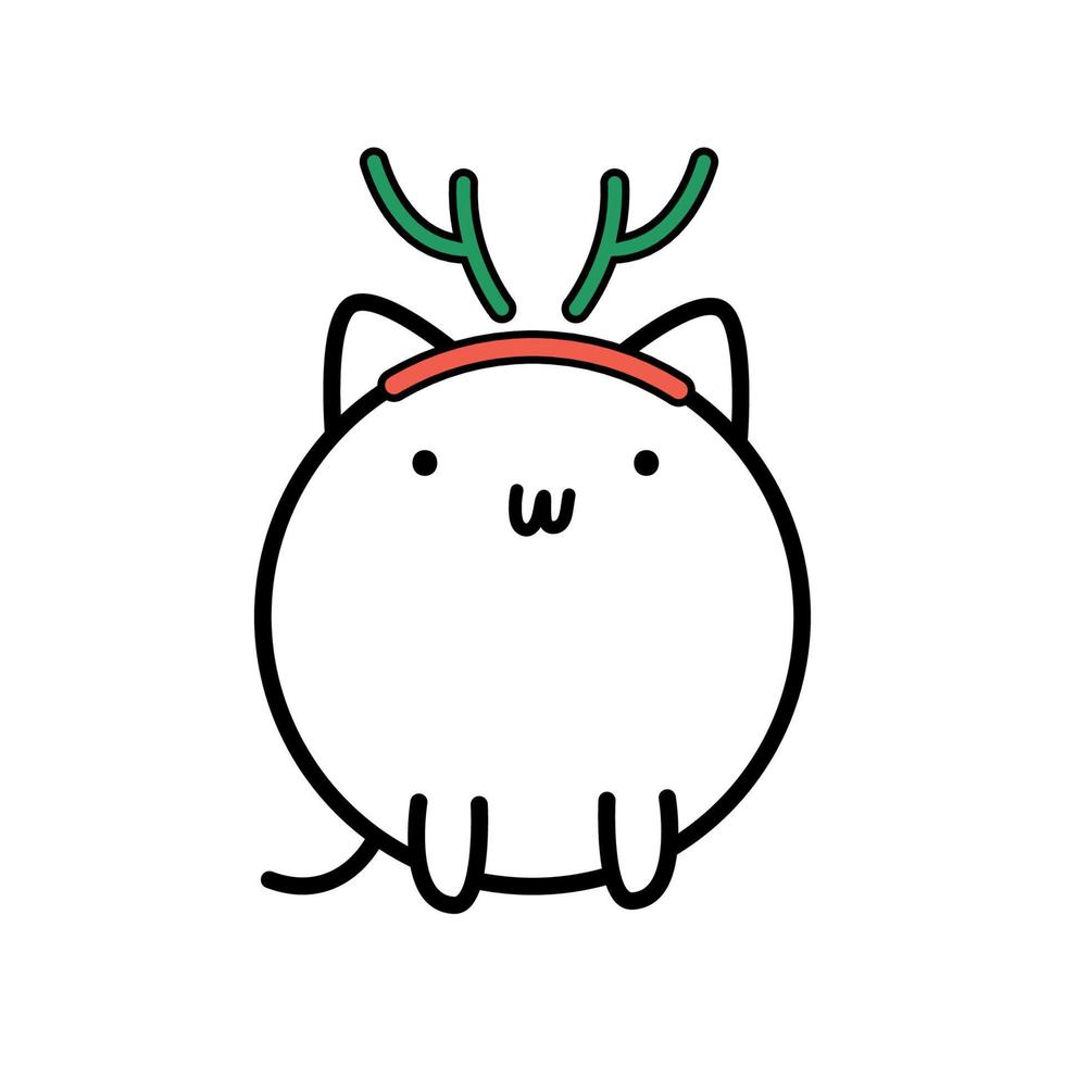 gatto con cervo corna. divertente Natale icona. nuovo anno vettore illustrazione di carino gatto. scarabocchio stile.