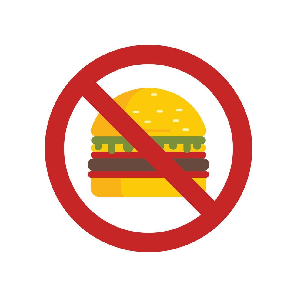 no hamburger mangiare icona piatto isolato vettore