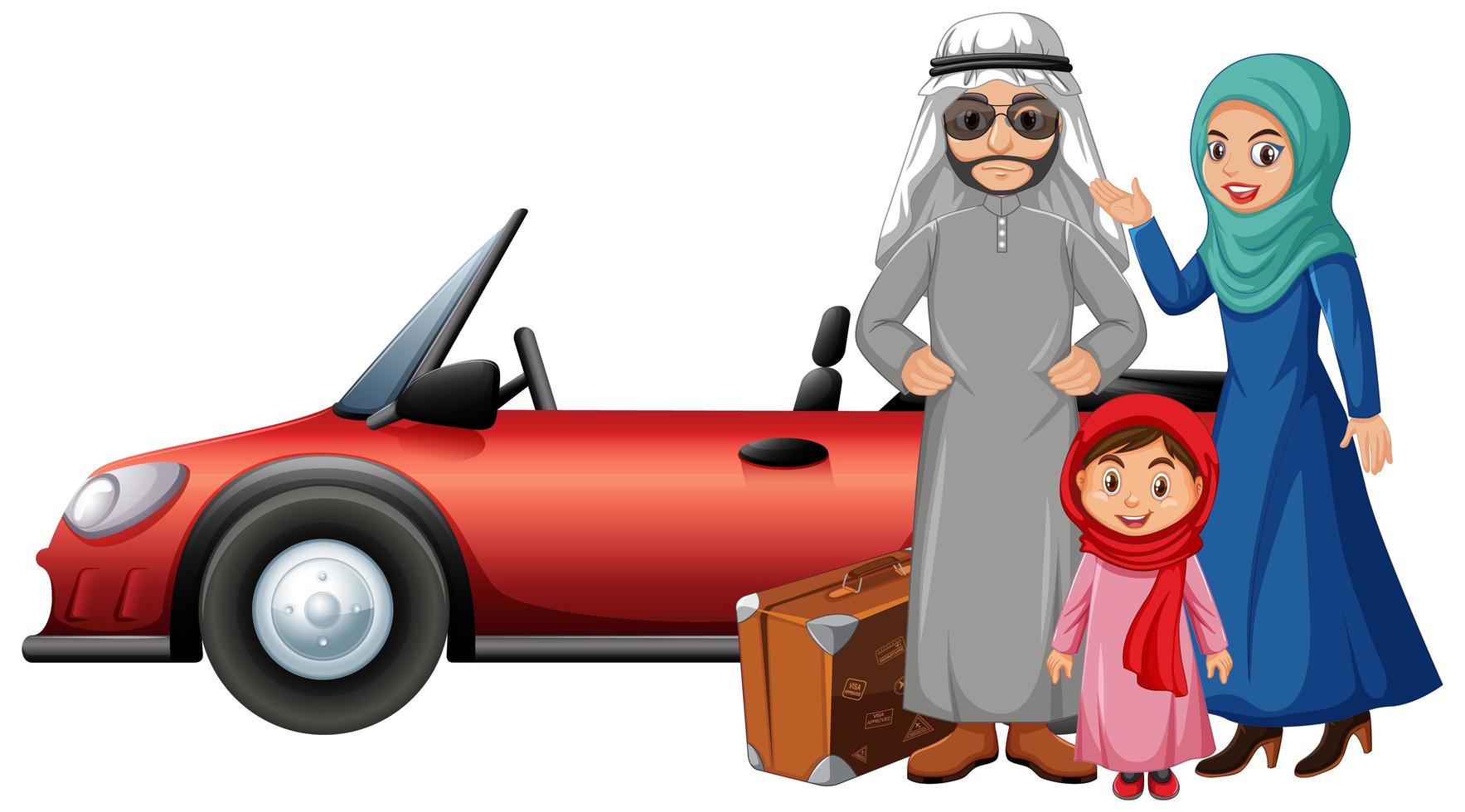 famiglia araba in vacanza vettore