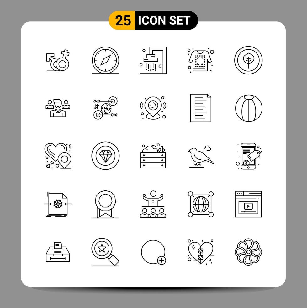 25 nero icona imballare schema simboli segni per di risposta disegni su bianca sfondo. 25 icone impostare. vettore