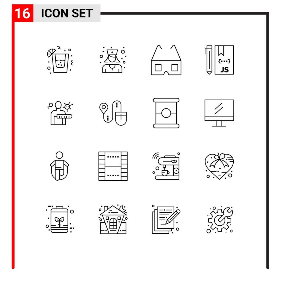 impostato di 16 moderno ui icone simboli segni per stadi malattia stereo virus sviluppo modificabile vettore design elementi