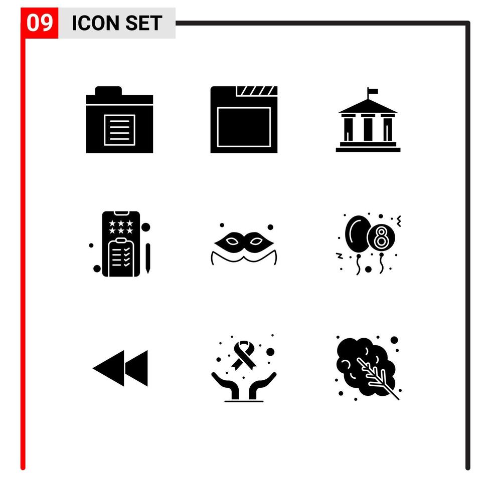 impostato di 9 moderno ui icone simboli segni per celebrazione masquerade americano maschera in linea modificabile vettore design elementi
