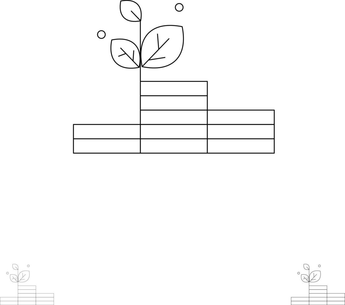 crescere crescita i soldi successo grassetto e magro nero linea icona impostato vettore