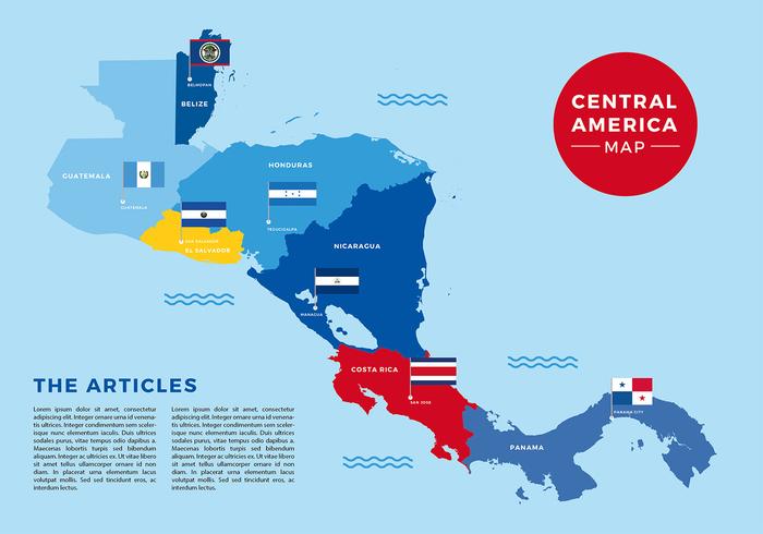 Vettore libero della bandiera della mappa dell'America Centrale
