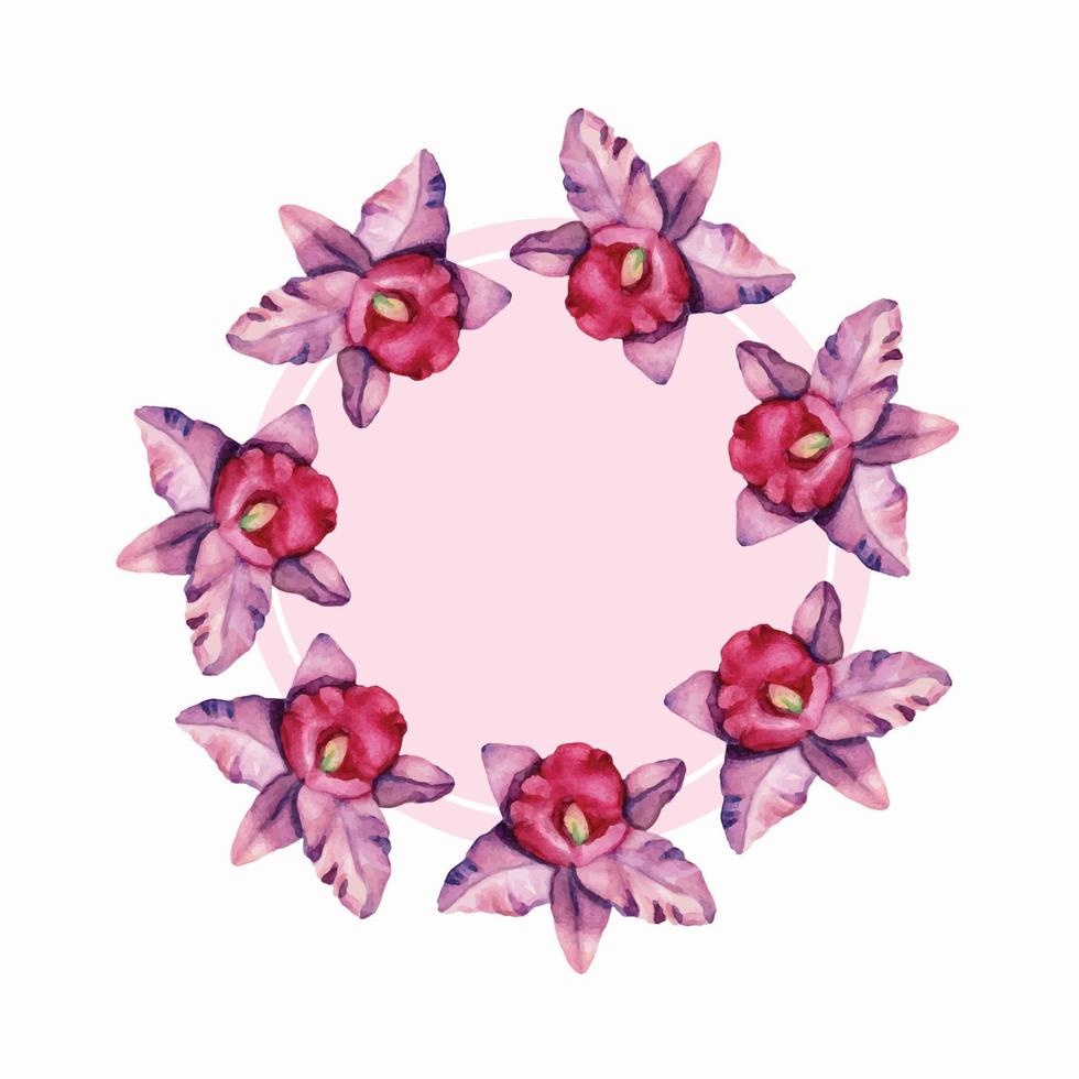 orchidea ghirlanda, il giro telaio. rosa floreale design modello con acquerello orchidea fiori. vettore acquerelli illustrazione