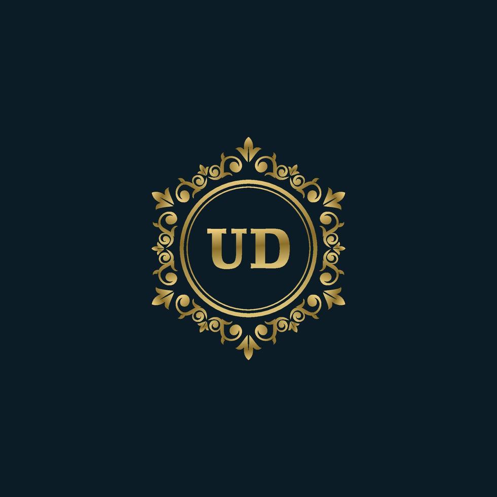 lettera ud logo con lusso oro modello. eleganza logo vettore modello.