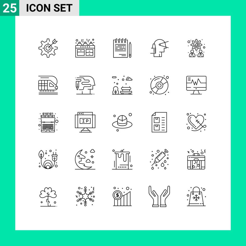 impostato di 25 moderno ui icone simboli segni per sentiero inoltrare forno attività commerciale elenco modificabile vettore design elementi