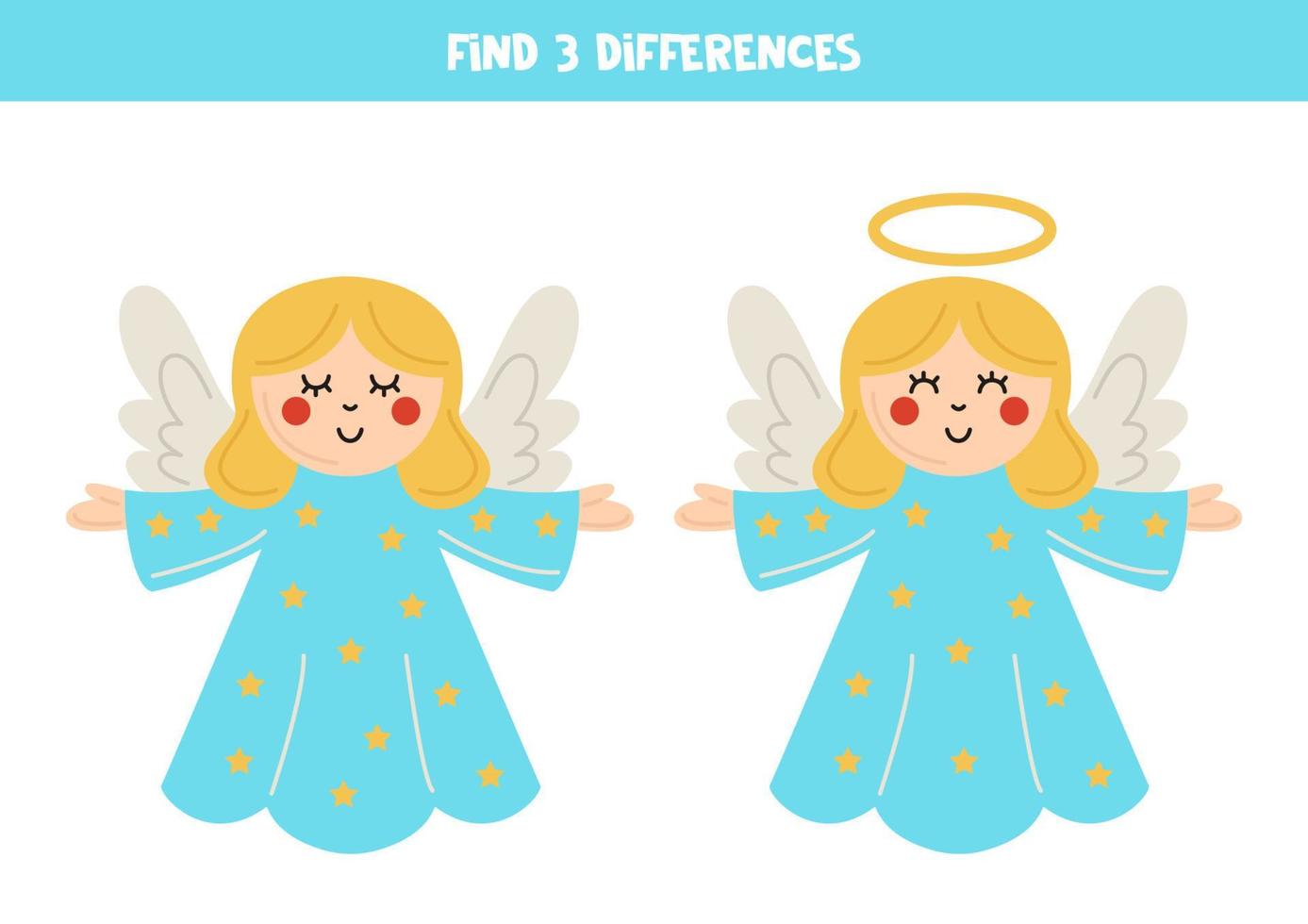 trova 3 differenze fra Due carino angeli. vettore