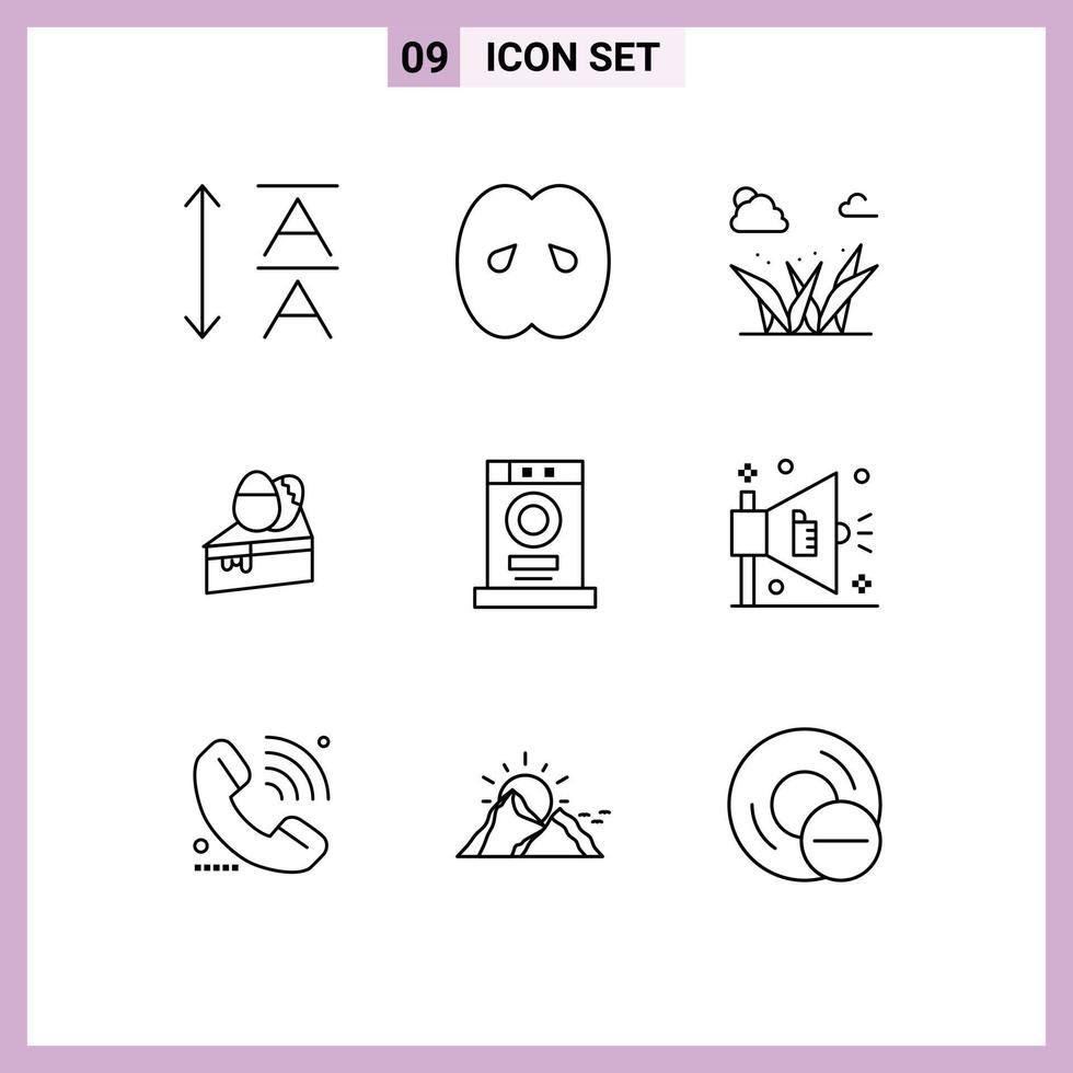 mobile interfaccia schema impostato di 9 pittogrammi di mobilia Abiti erbe uovo dolce modificabile vettore design elementi