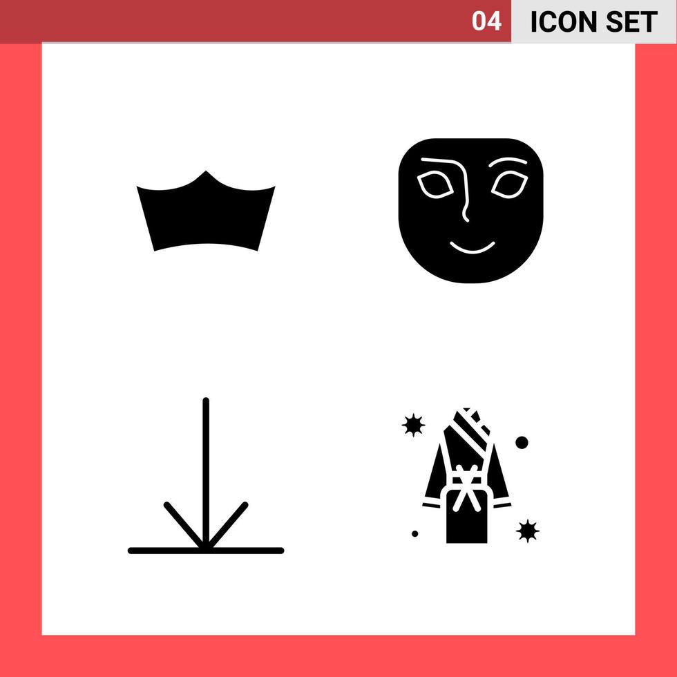 4 icona imballare solido stile glifo simboli su bianca sfondo. semplice segni per generale progettare. vettore