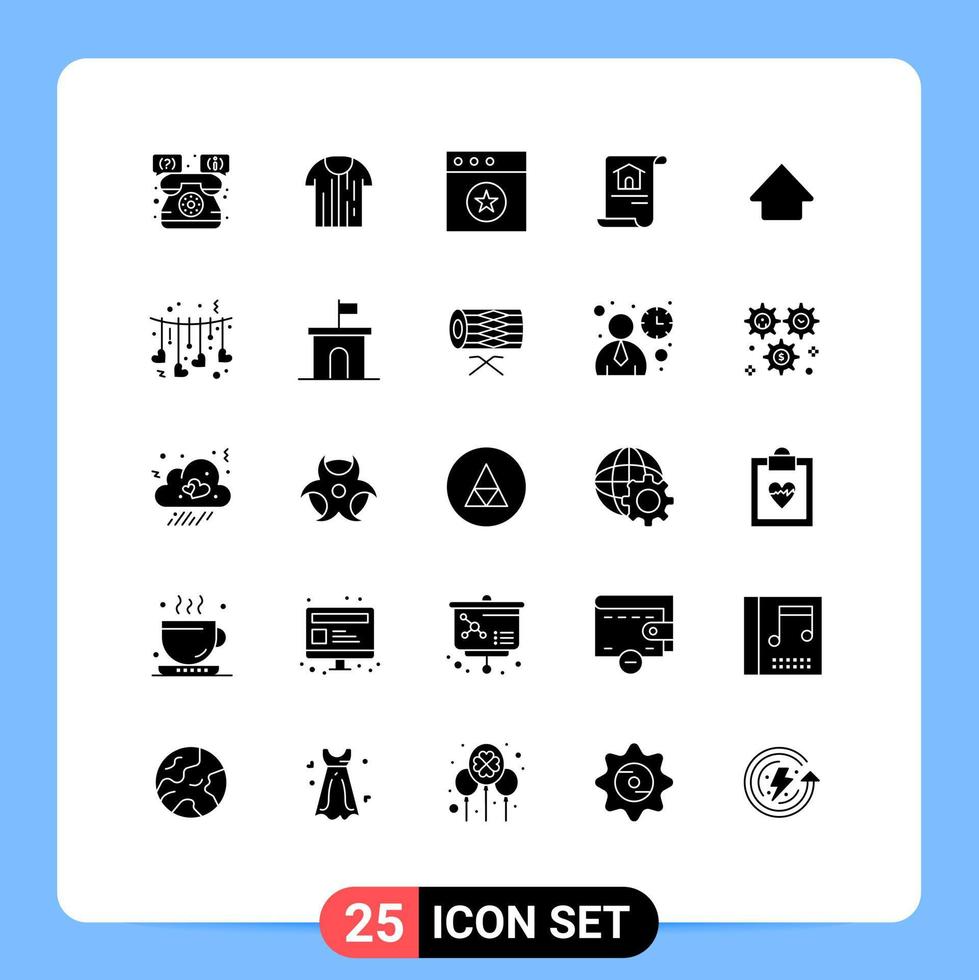 universale icona simboli gruppo di 25 moderno solido glifi di su edificio tricot casa costruzione modificabile vettore design elementi