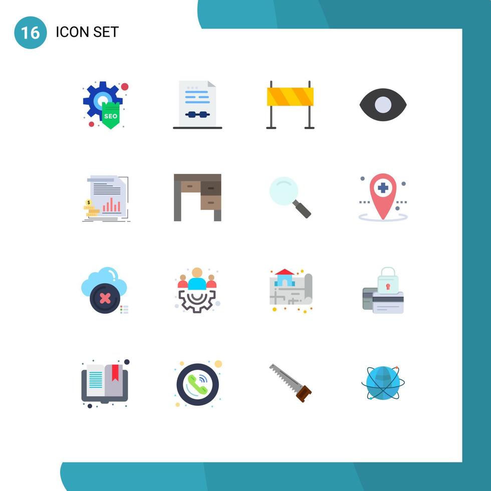 16 creativo icone moderno segni e simboli di finanza Visualizza documento occhio ostacolo modificabile imballare di creativo vettore design elementi