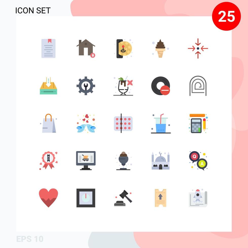 25 piatto colore concetto per siti web mobile e applicazioni ghiaccio crema elettricità spiaggia gioco modificabile vettore design elementi