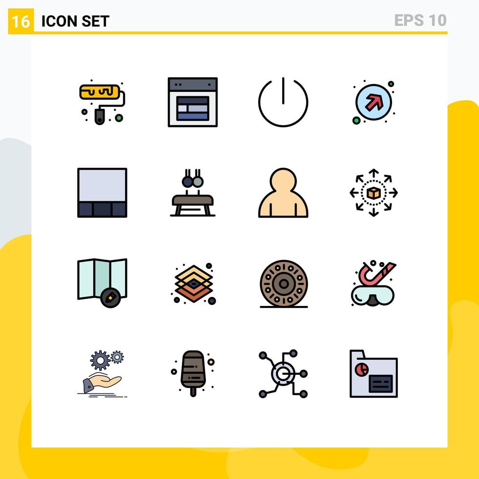 16 universale piatto colore pieno Linee impostato per ragnatela e mobile applicazioni esercizio griglia via giusto su frecce modificabile creativo vettore design elementi