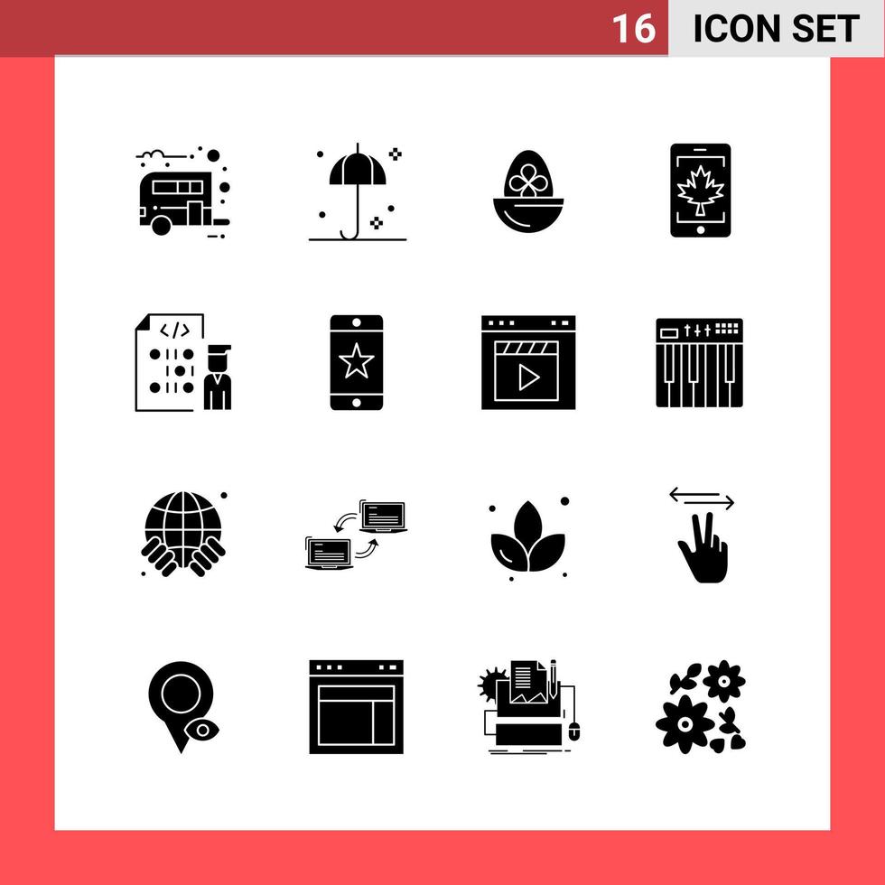 16 icona imballare solido stile glifo simboli su bianca sfondo. semplice segni per generale progettare. vettore
