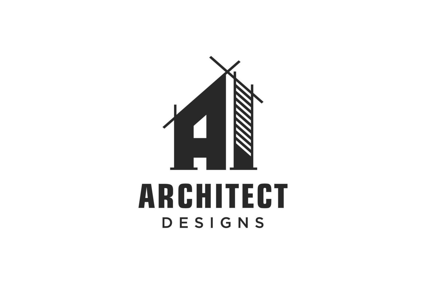 lettera un' semplice moderno edificio architettura logo design con linea arte grattacielo grafico vettore