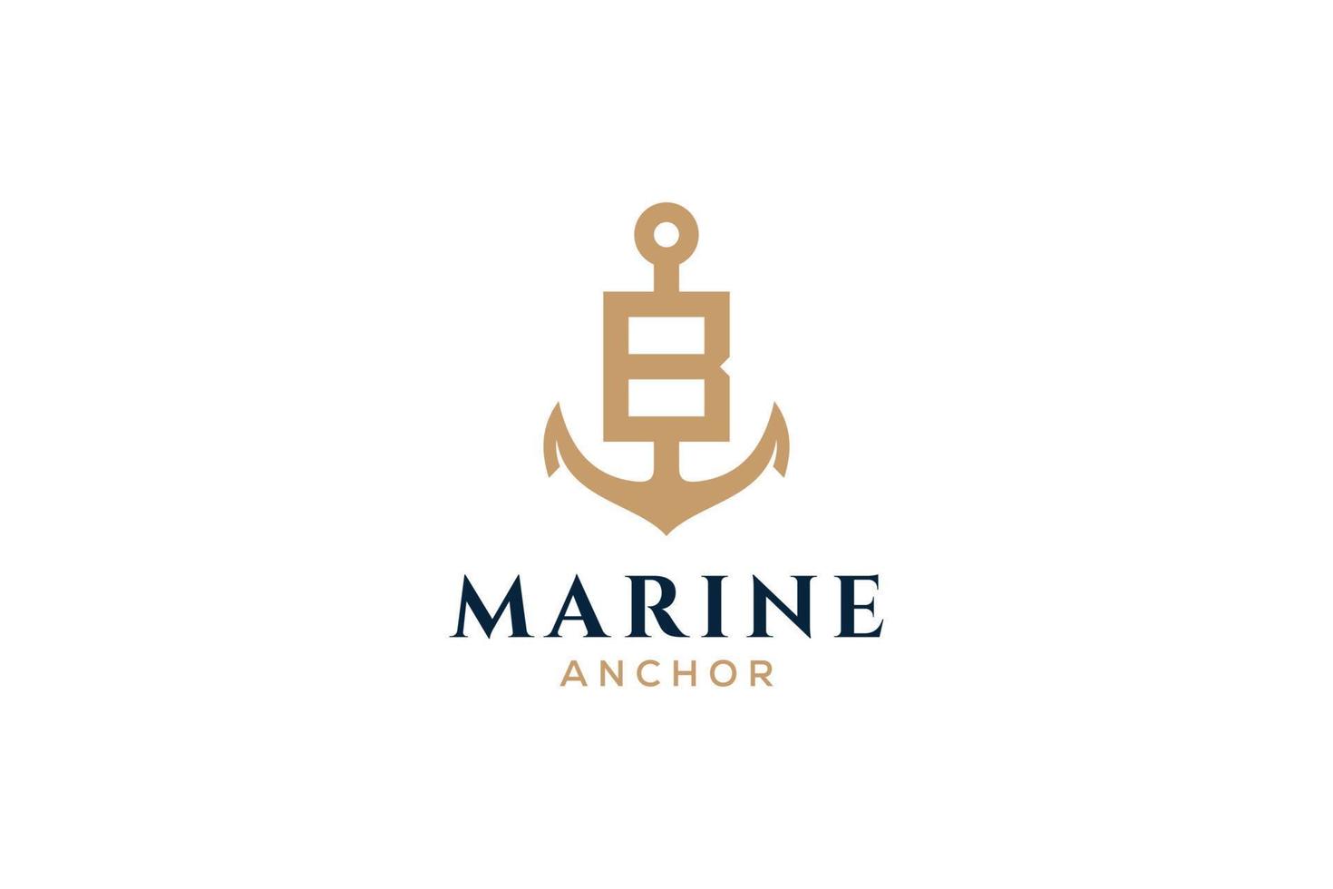 lettera B monogramma, ancora logotipo. logo di yacht club, marittimo emblema. vettore