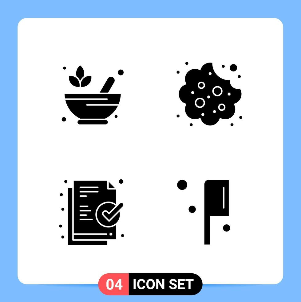 4 solido nero icona imballare glifo simboli per mobile applicazioni isolato su bianca sfondo. 4 icone impostare. vettore