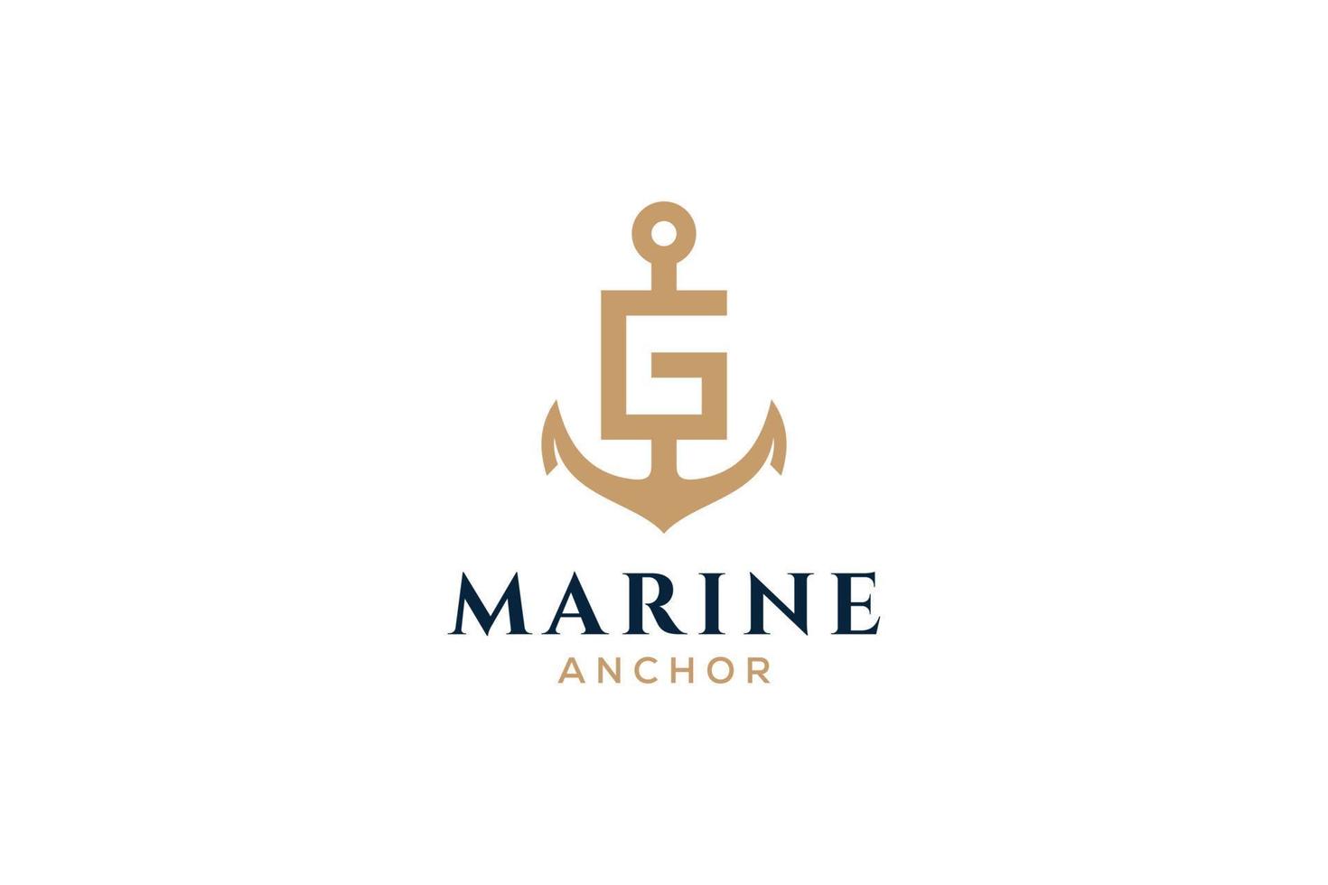 lettera g monogramma, ancora logotipo. logo di yacht club, marittimo emblema. vettore