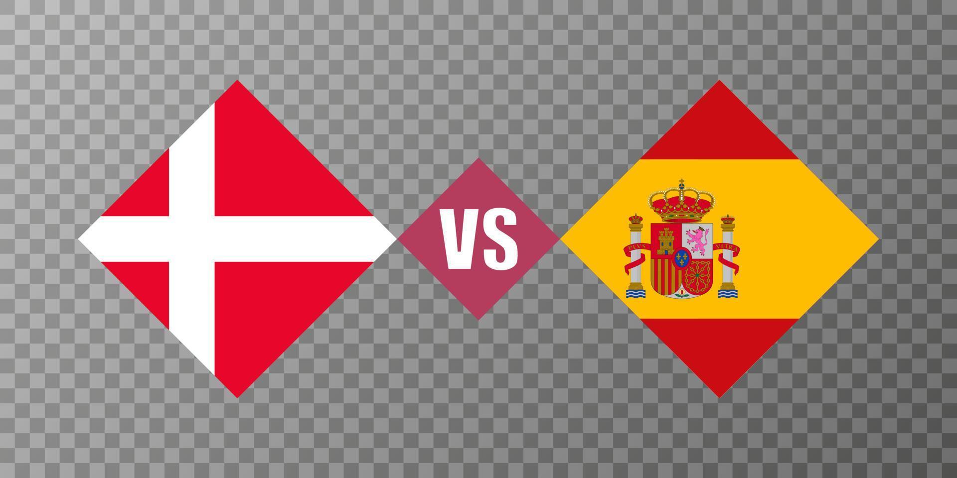 Danimarca vs Spagna bandiera concetto. vettore illustrazione.