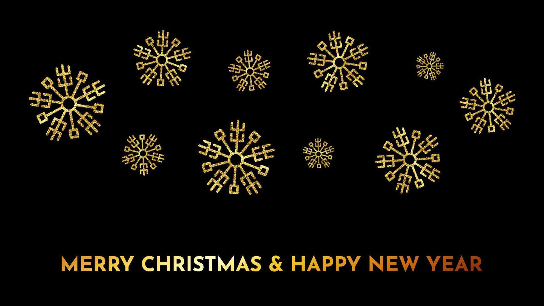 Natale buio sfondo con oro luccichio fiocchi di neve. nuovo anno fiocco di neve vacanza decorazione. vettore illustrazione