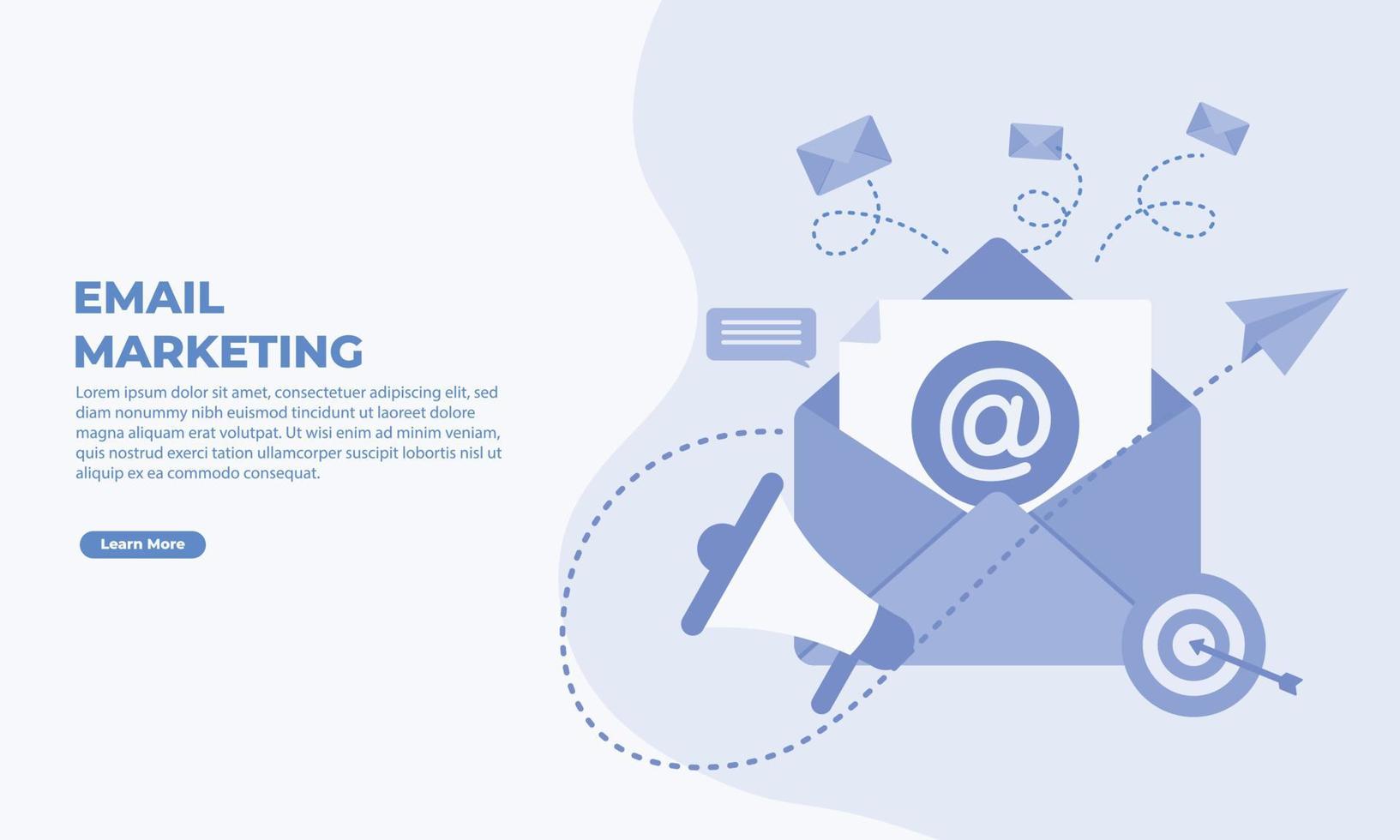 e-mail marketing illustrazione concetto .moderno piatto design concetto di ragnatela pagina design per sito web e mobile sito web. vettore illustrazione