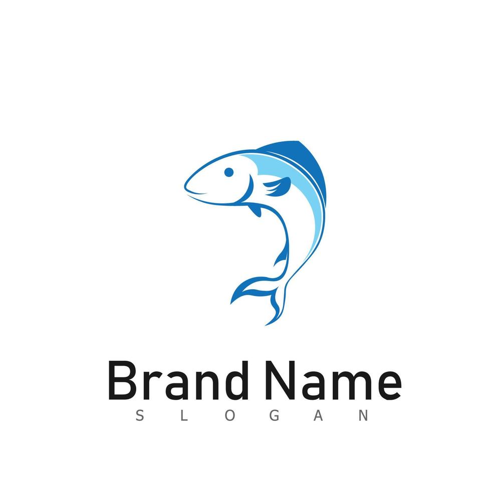 pesce logo design emblema animale vettore