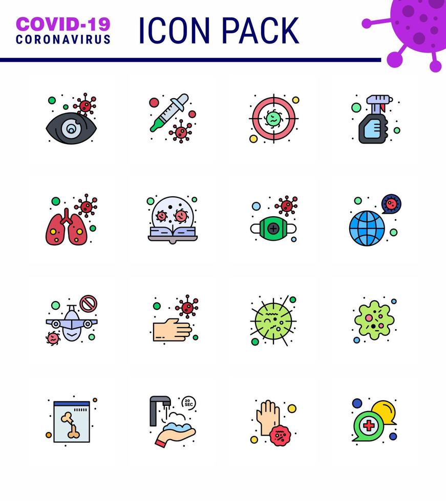 coronavirus precauzione suggerimenti icona per assistenza sanitaria linee guida presentazione 16 piatto colore pieno linea icona imballare come come anatomia bottiglia bersaglio spray pulizia virale coronavirus 2019 nov malattia vettore d