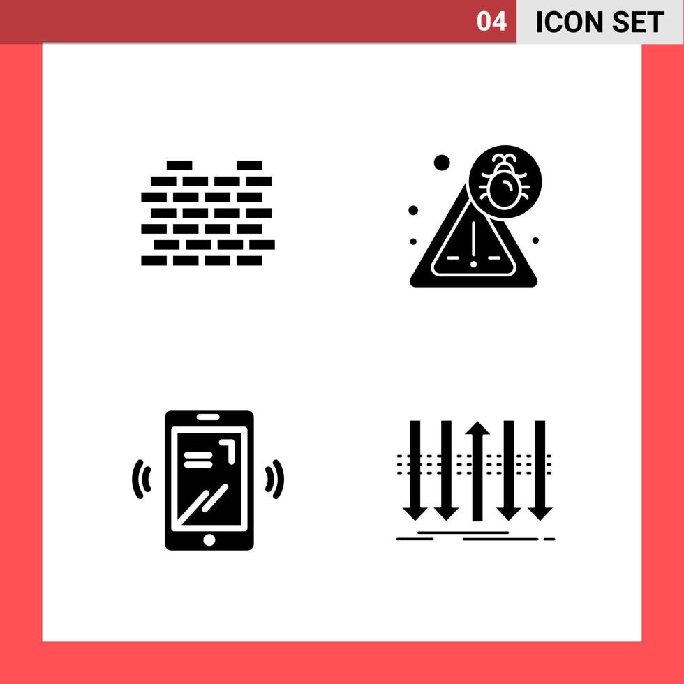 4 icona imballare solido stile glifo simboli su bianca sfondo. semplice segni per generale progettare. vettore