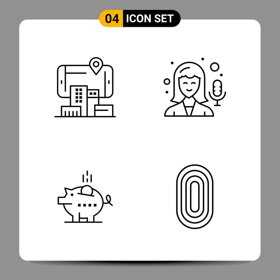 4 nero icona imballare schema simboli segni per di risposta disegni su bianca sfondo. 4 icone impostare. vettore