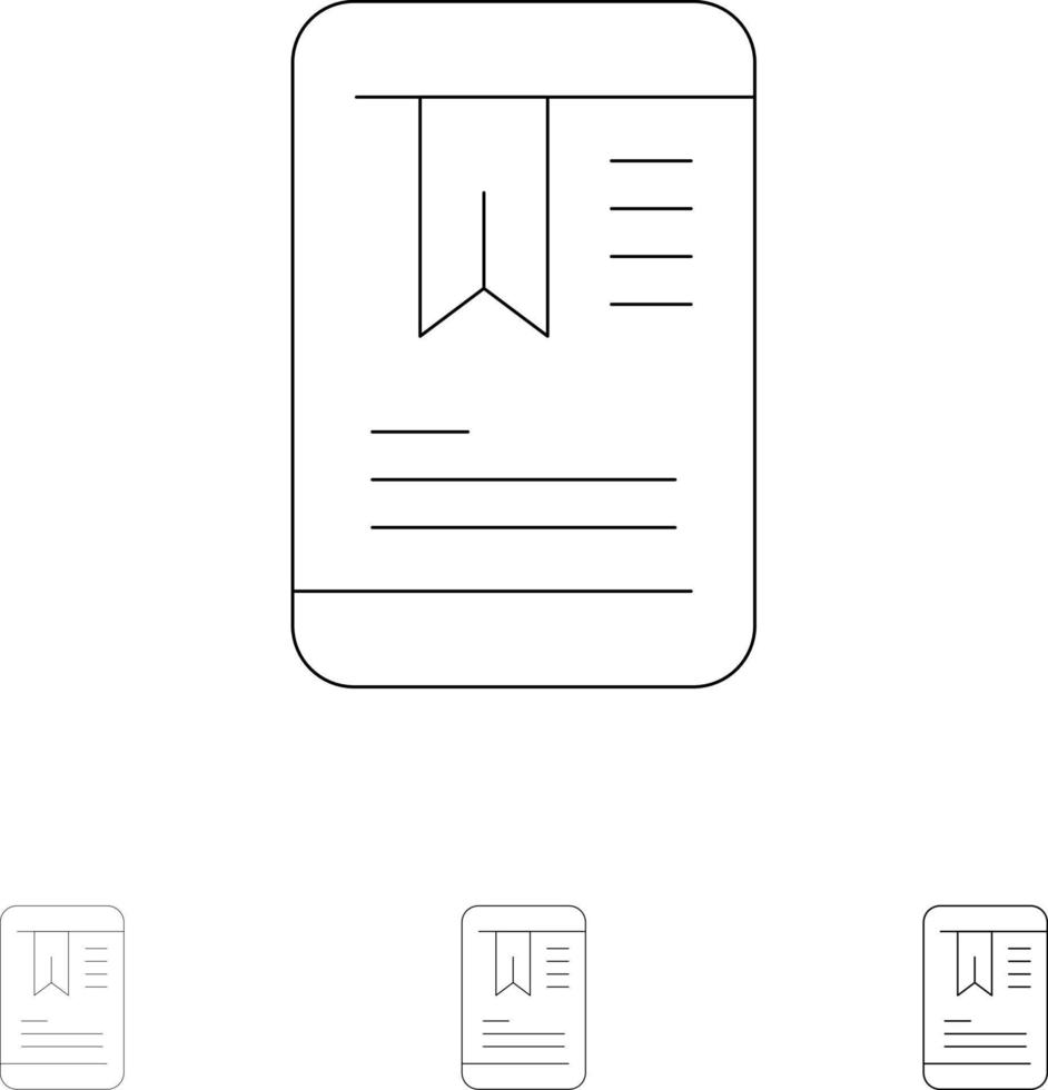 mobile etichetta sull'istruzione grassetto e magro nero linea icona impostato vettore