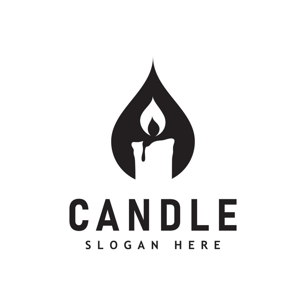 candela leggero fiamma logo design illustrazione vettore