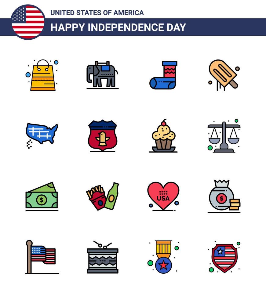 16 creativo Stati Uniti d'America icone moderno indipendenza segni e 4 ° luglio simboli di unito carta geografica Natale Stati Uniti d'America crema modificabile Stati Uniti d'America giorno vettore design elementi