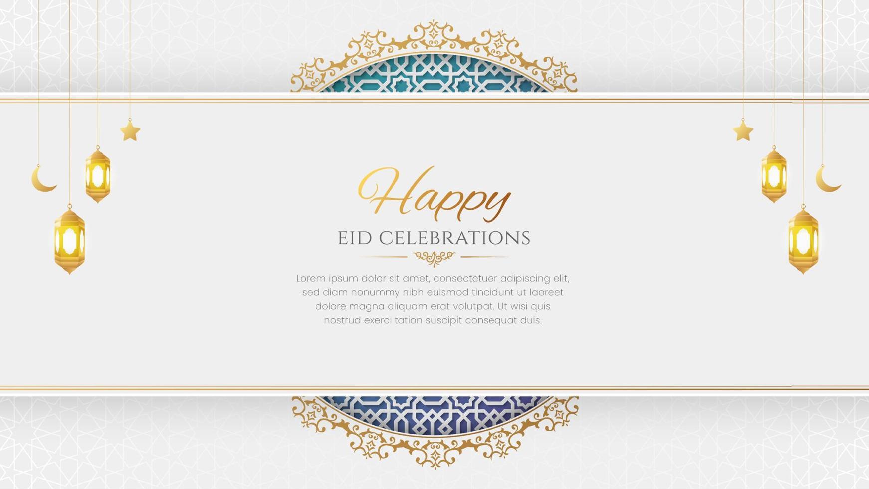 contento eid islamico stile lusso ornamentale saluto carta sfondo con Arabo modello vettore