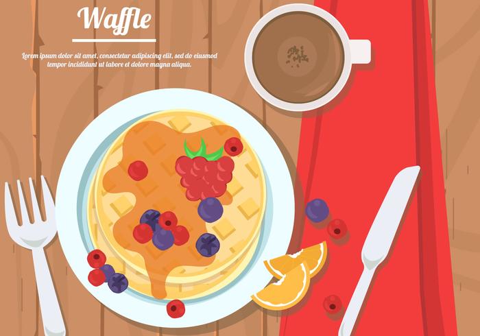 Waffle al miele alla fragola vettore