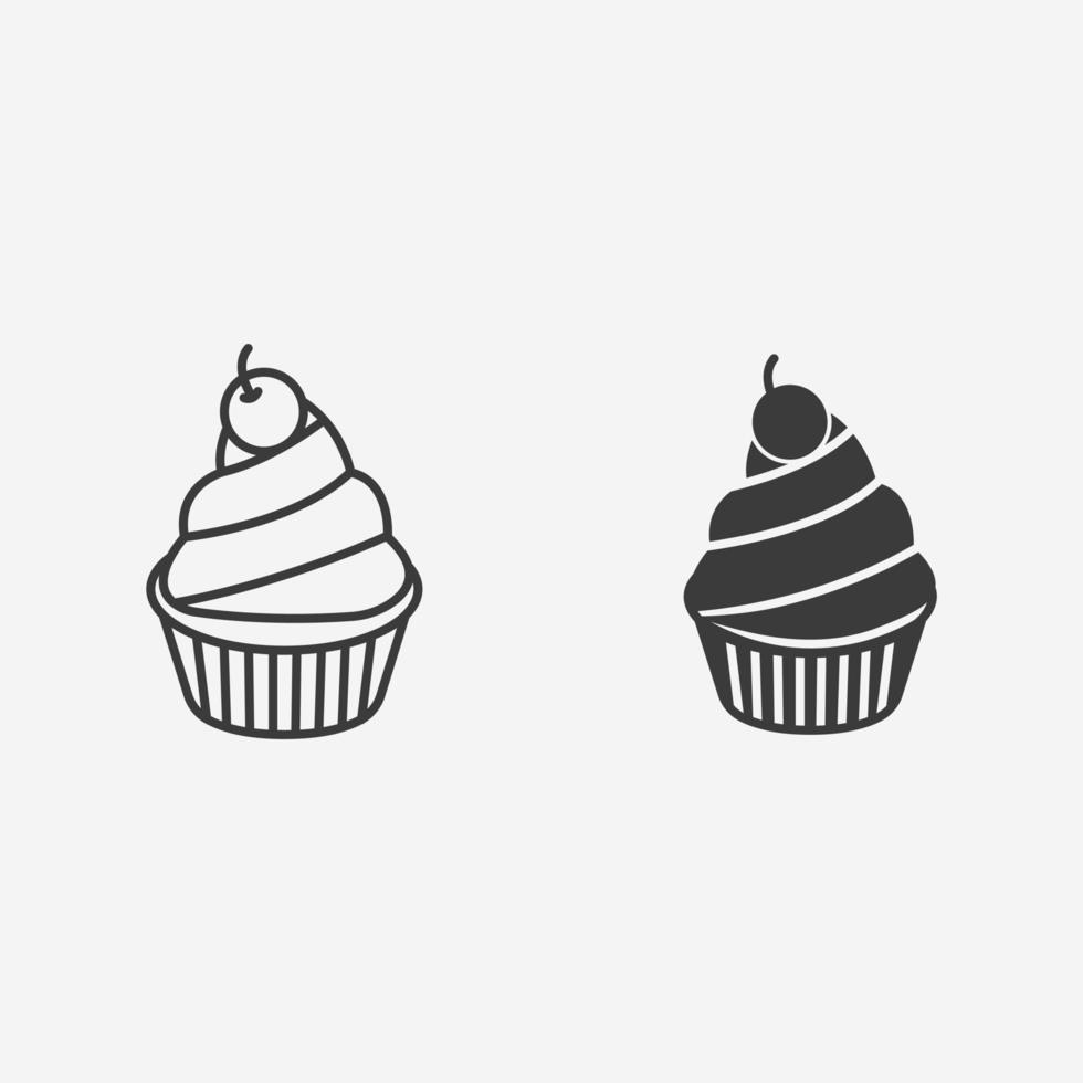 focaccina, dolce, cupcake, torta, dolce icona vettore impostato simbolo cartello