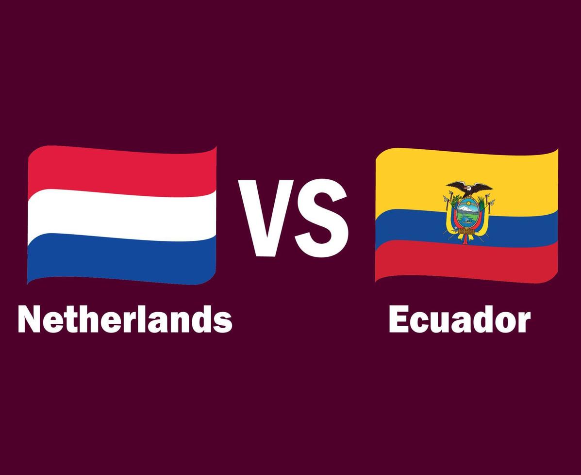 Olanda e ecuador bandiera nastro con nomi simbolo design Europa e latino America calcio finale vettore europeo e latino americano paesi calcio squadre illustrazione