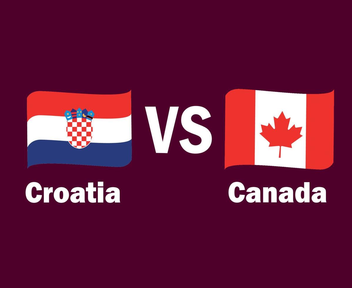 Croazia e Canada bandiera nastro con nomi simbolo design Europa e nord America calcio finale vettore europeo e nord americano paesi calcio squadre illustrazione